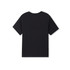 A black organic kids' t-shirt featuring a classic short-sleeve design. There is a logo on the garment.