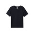 A black organic t-shirt with short sleeves and a label inside. The shirt has a simple design and no visible logos.