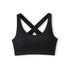 A black women's self-bra top with a 4-way stretch and crisscross straps at the back. It features a logo.
