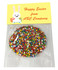 A clear plastic packet contains colourful sprinkles in various shades, with an Easter-themed header featuring a bunny.