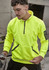 A bright yellow unisex water-resistant 1/4 zip pullover with a front pocket and branding.