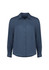 A navy long sleeve shirt with a collared neckline and button-up front, featuring long sleeves and a relaxed fit.