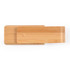 A bamboo USB flash drive with a smooth, natural finish and a simple design, featuring a logo.
