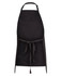 A black apron with a neck strap and a tied waist, featuring a simple design and no visible branding.