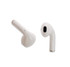 White Twista Earbuds with a sleek design, featuring a logo and a minimalist aesthetic.
