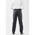 Black men's rain pants with an elastic waistband, featuring a logo, viewed from the back.