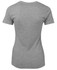 A grey ladies' t-shirt with a fitted shape and short sleeves, featuring a logo.