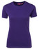A purple ladies' t-shirt with short sleeves and a simple design. It has a logo tag on the neckline.