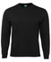 A black long-sleeve t-shirt featuring a simple design and a tag inside the collar.