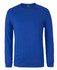 A long-sleeve T-shirt in a vibrant blue colour, featuring a logo on the label.