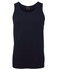 A navy blue singlet featuring a simple design and a label with branding.