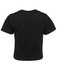 A black infant t-shirt with short sleeves, featuring a plain design and a small logo on the back.