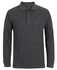 A long-sleeve polo shirt in charcoal grey with a pocket and a buttoned placket. Features branding on the chest.