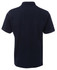 A navy blue polo shirt with a classic collar and short sleeves, featuring a logo on the chest.