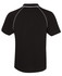 A black raglan polo shirt featuring white piping, with no visible branding or text.