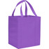 A purple non-woven grocery tote with two handles and a spacious interior. Features a logo on one side.