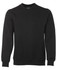 A black V-neck fleece jumper featuring long sleeves and a ribbed hem. It has a logo on the label.