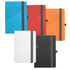 A collection of five Geo Notebooks in blue, red, orange, white, and black, featuring geometric patterns and an elastic band.