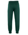 Green track pants featuring an elastic waistband and cuffs, with a plain design and a brand logo.