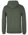 A green hoodie with a spacious hood and long sleeves, featuring a simple design and no visible front detailing.