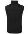 A black reversible vest with a high collar and no visible front design, featuring a logo on the back.