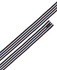 A striped apron strap in black, blue, and white, featuring two long pieces with a cut end.