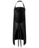 A black vinyl bib apron featuring a tie closure and adjustable straps, designed for workwear use.
