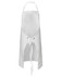 A white vinyl bib apron featuring a waist tie and eyelet details, suitable for workwear.