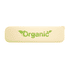 A rectangular cream-coloured container features the word "Organic" in green with leaf accents. It has a logo.