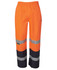 Premium rain pants in bright orange with reflective stripes and a black base, featuring an elastic waistband.