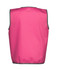 A pink sports vest with grey trim and a plain back, featuring a logo.