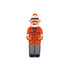 A custom 2D USB flash drive shaped like a character in an orange jacket and a white hat, featuring a logo.