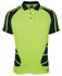A short-sleeved polo shirt in hi-vis yellow and navy, featuring a pocket and contrasting side stripes.