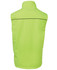 A high-visibility yellow work vest with a sleek design and a logo on the back.