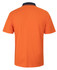 An orange cotton pique polo shirt with a navy collar at the back, featuring a logo.