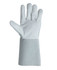 A light grey welder glove with a long wrist cuff, featuring a smooth leather finish and a branding logo.