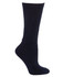 A pair of black socks featuring a ribbed design, showcasing the ankle and foot area. Includes a logo.