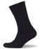A black bamboo work sock with a ribbed cuff, featuring a logo on the side.