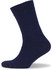 A navy blue bamboo work sock featuring a thick, comfortable design and a ribbed cuff.