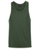A green singlet with a classic tank top design and a logo on the upper inner neck.