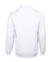 A long-sleeve polo shirt in white with a collar, featuring a logo on the back.