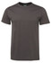 A fitted dark grey t-shirt with a classic crew neckline and short sleeves, featuring a logo on the label.