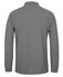 A long-sleeve polo shirt in grey, featuring a collar and a branded logo on the back.