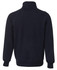 A navy full zip fleece jumper with a collar and raglan sleeves, featuring a logo on the back.
