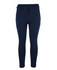 A pair of navy blue stretch ponte pants with side pockets and a drawstring waistband.