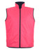 A reversible vest in bright pink with a high collar and a front zipper, featuring a brand logo.