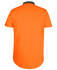 An orange short-sleeve polo shirt with a drop tail design and a contrasting collar. It features a logo.