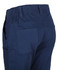 Navy cargo pants featuring multiple pockets and elastic waist detailing. Includes a logo on the garment.