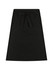 A black waist apron featuring a waistband tie and two front pockets. It has a simple design and includes branding.