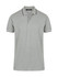 A grey men's polo shirt with a collar and striped detailing, featuring a logo on the chest.
